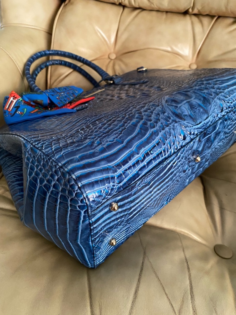 LKNW Brahmin LARGE Finley Carryall Bluebonnet? Melbourne Leather Business Bag - Picture 11 of 16